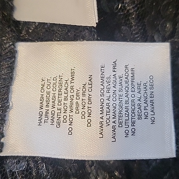 Anne Klein Black Mesh Floral Embroidered Sequined Cover Up Shawl Tunic Size S/M - Picture 6 of 11